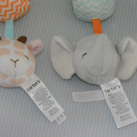 Carters Chime Plush Giraffe Elephant Rattle Toys - Picture 2 of 6